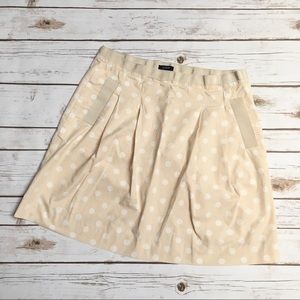 J.Crew beige A-line skirt in white polka dots